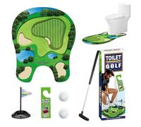 Yooyan Ensemble cadeau de golf de toilette, mini pot de golf avec club de golf évolutif, tapis de putting, 2 balles de golf et crochet de porte, mini cadeau amusant pour homme, pour salle de bain, jeu