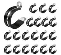 Yooyan Lot de 20 colliers de serrage en P de 30 mm en acier inoxydable 304 avec insert en caoutchouc, pince P robuste et clip P, collier de serrage polyvalent et collier de serrage pour une fixation