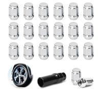 Yooyan Lot de 20 écrous de roue M12 x 1,5 - Cône fermé à 60° - Pour Ford, Chrysler, Toyota, Hyundai, Kia, Honda, Mazda (argenté)