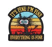 Yooyan Patchs humoristiques « It's Fine I'm Fine Everything is Fine » - Motif chat mignon - Militaire - Tactique - Pour vêtements, sacs à dos, vestes, harnais de chien - Militaire