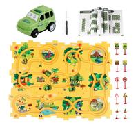 YOOYID Puzzles Dinosaures Circuits de Course pour Enfants âgés de 3 à 5 Ans Puzzle en Plastique Track Rail Car Playset Track Slot Car Jouets éducatifs pour garçons de 3 4 5 6 Ans Filles