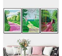 Yooyu David Hockney de l'arrivée du Printemps à Woldgate Wall Art Toile Peinture Impression Affiche pour Salon décor à la Maison 50x75cmx3 sans Cadre
