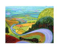 Yooyu David Hockney Garrowby Hill Paysage Affiche Toile Peinture Wall Art Prints Image pour Salon Moderne Home Decor 70x90cm(28x35in) avec Cadre
