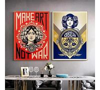 Yooyu Make Art Not War OBEY Art Impression sur Toile Peinture Shepard Fairey Mur Photo Salon Chambre Décoration de La Maison Affiche 50x75cm(20x30in) x2 Sans Cadre