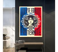 Yooyu Moderne Graffiti Art Affiche Liberté, Égalité, Fraternité Encadrée Toile Peinture Chambre Salon Décoration Murale 70x90cm(28x35in) avec cadre