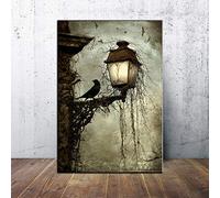 Yooyu Peinture sur toile Art mural aquarelle corbeau Animal nordique affiches et impressions noir blanc photos pour salon décor 30x40 cm sans cadre