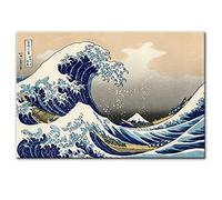 Yooyu Peinture sur Toile Grande Vague au Large de Kanagawa Katsushika Hokusai Affiches et Impressions Photos murales pour Salon décor à la Maison 50x70 cm sans Cadre
