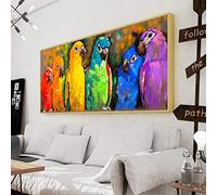 Yooyu Tableaux Modernes Perroquets Colorés Peintures Sur Toile Pour Le Salon Impressions Et Affiches Décoratif Animal Art Décor À La Maison 70x140cm (28x55in) avec Cadre