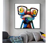Yooyu Toile Art Peintures Animaux Modernes Affiches Murales Et Gravures Grenouille Avec Des Lunettes Photos pour La Décoration De Salon 90x90cm(35x35in) avec Cadre