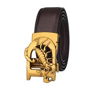 YOPADO Ceinture en Cuir Lettre D Scorpion Réglable à Cliquet Boucle Automatique Cintures Business Suits Costume Casual Ceinturon pour Homme (110cm/waist:37", Brown)