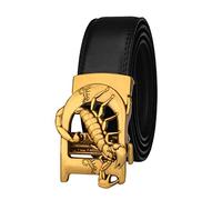 YOPADO Ceinture en Cuir Lettre D Scorpion Réglable à Cliquet Boucle Automatique Cintures Business Suits Costume Casual Ceinturon pour Homme (110cm/waist:37", Black)
