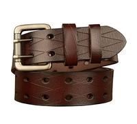 YOPADO Ceinture Homme Cuir Vintage en Relief Ceinture avec Boucle Ardillon À Double Griffe Taille Réglable Idéale pour Les Jeans Et Touts Vêtements(120cm/waist:41", Brown)