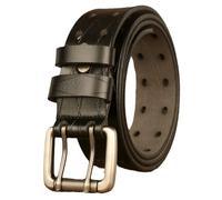 YOPADO Ceinture Homme Cuir Vintage en Relief Ceinture avec Boucle Ardillon À Double Griffe Taille Réglable Idéale pour Les Jeans Et Touts Vêtements(120cm/waist:41", Black)