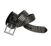 YOPADO Rivet en Disposition Circulaire Ceinture Cloutée Punk Rock en Cuir Véritable pour Femme/Homme Jeans Pantalon Accessoires Gothiques(110cm/waist:36"~38", Black)