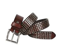 YOPADO Rivet en Disposition Circulaire Ceinture Cloutée Punk Rock en Cuir Véritable pour Femme/Homme Jeans Pantalon Accessoires Gothiques(120cm/waist:40"~42", Brown)