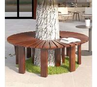 Yopappol Banc d'arbre Enveloppant, mobilier d'extérieur, bancs de Jardin en Bois Rustique, Banc de Loisirs à Lattes Marron pour Balcon, Cour, Parc, pelouse(Round)