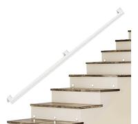Yopappol Kit de Main Courante d'Escalier Moderne, 30-600cm Main Courante en Fer Industriel Galvanisé Blanc pour Intérieur et Extérieur, Mains Courantes d'Escalier de Support Mural (Size : 1.8m)