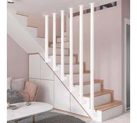 Yopappol Main Courante en Fer Industriel Blanc, Garde-Corps Moderne en Forme de L pour escaliers intérieurs, Support Mural de Plafond, Rampe d'escalier en Fer galvanisé pour lofts, Villas(110cm)