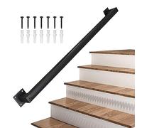 Yopappol Mains courantes d'escalier pour l'intérieur et l'extérieur, 1 m 1,5 m 2 m 2,5 m 3 m Rampes d'escalier murales, Rampe de Barre d'appui en Fer forgé carré Noir - Kit Complet. (Size : 2m)