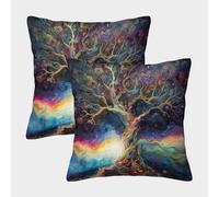 YOPDEOOCR Arbre de Vie Taies Oreiller Lot de 2 en Decoration Canapé Housse de Coussin pour Canapé Maison Salon Chambre Décoration D'intérieur 40x40cm