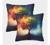 YOPDEOOCR Arbre de Vie Taies Oreiller Lot de 2 en Decoration Canapé Housse de Coussin pour Coussin Canapé Chambre Salon Chaise Fauteuil 45x45cm