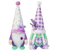 Yopeissn 2 PCS de Gnomes à la Lavande de, en Peluche, de Style Scandinave, Figurine D'Elfe Tomte, Gnomes Fleuris, comme Indiqué, de 16x14x9cm, pour Décorer Le Jardin, la Ferme ou la Cuisine.