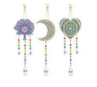 Yopeissn 3 Pièces Éoliennes 5D Bricolage Peinture Carillon Éolien Peinture Double Face Ornement Suspendu pour Décoration de Jardin Éoliennes Installation Facile Facile à Utiliser