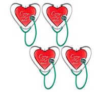 Yopeissn 4 PièCes DéCoration de StéThoscope Coeur de NoëL, Pendentif de Travail de Coeur de Soin de StéThoscope 2024, Pendentif de Souhaits de Santé Cardiaque