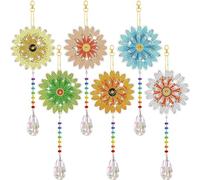 Yopeissn 6 Pièces Éoliennes Bricolage Peinture Carillon Éolien Peinture Double Face Ornement Suspendu pour Jardin Éolienne Fleur Facile à Utiliser