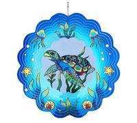 Yopeissn Tortue de Mer Éolienne 3D Suspendue à Vent, Cadeaux D'Ornement de Tortue de Mer, Sculpture Cinétique de Vent en Métal pour la Décoration de