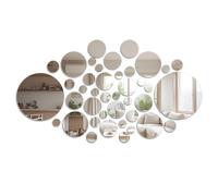 YOPEUC 36 Pc Stickers Miroir Adhésif Miroir Decoration Murale, 3D Miroirs Rond Muraux Autocollants pour Chambre Intérieur, Acrylique Rondes Sticker Mural pour Salon Cuisine Chambre Bureau TV Fond