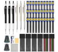 YOPEUC 47 Pièces Porte Mines Métal,Crayon Mécanique Automatique 0,5,0,7,0,9 mm,Porte Mines Artistiques avec Recharge de Mines HB,Gommes,Mechanical Pencil pour L'écriture Artistiqu Ele Dessin Croquis