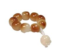 YOPI Bague en perles de bouddha en jade blanc naturel, racine de Bodhi, ornement suspendu au charbon de bois et pompon de fleur torsadé(Charcoalcatclawbucket)