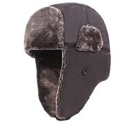 YOPI Bonnet Lei Feng for Homme, idéal Contre Les tempêtes de Neige - Bonnet d'hiver en Velours épais avec Protection des Oreilles et résistance au Vent(Grey)