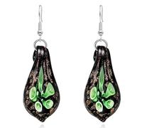 YOPI Boucles d'oreilles Artisanales for Femmes Issues de minorités Ethniques | Bijoux Uniques avec Pendentif en Verre for Un Style bohème(Green)