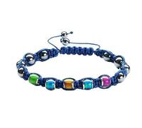 YOPI Bracelet aimant noir tissé avec perles d’humeur biliaires - Accessoire élégant et unique(Color4)
