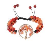 YOPI Bracelet arbre de vie tressé à double rangée d'améthyste et d'aventurine verte - Conception enveloppée de fil d'or réglable(Redagate)