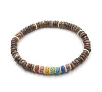 YOPI Bracelet coloré à une rangée de pierre volcanique | Bracelet à disque en cristal de pierre naturelle de style ethnique