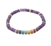 YOPI Bracelet coloré à une rangée de pierre volcanique | Bracelet à disque en cristal de pierre naturelle de style ethnique