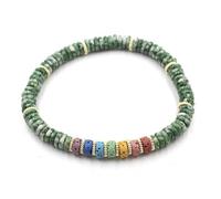 YOPI Bracelet coloré à une rangée de pierre volcanique | Bracelet à disque en cristal de pierre naturelle de style ethnique