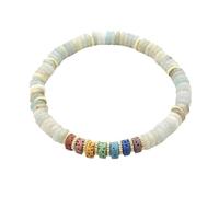 YOPI Bracelet coloré à une rangée de pierre volcanique | Bracelet à disque en cristal de pierre naturelle de style ethnique