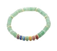 YOPI Bracelet coloré à une rangée de pierre volcanique | Bracelet à disque en cristal de pierre naturelle de style ethnique