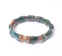 YOPI Bracelet en Agate Indienne Naturelle - Pierre de Sang, Aventurine, calcédoine Rouge et Conception de Plantes Aquatiques(Agatebamboobracelet)