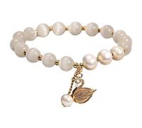 YOPI Bracelet en cristal d'agate violette naturelle, perles d'eau douce, pendentif en gourde tissé à la main, bijoux de fête(White-swan)