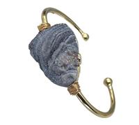 YOPI Bracelet fait main en cristal naturel, composé d'un amas d'agate druzy irrégulière et de fil de cuivre enroulé, for femme.(SunCrystalBud)