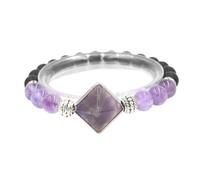 YOPI Bracelet pyramide à perles à cercle unique - Accessoire élégant et polyvalent for toutes les occasions(Amethyst)