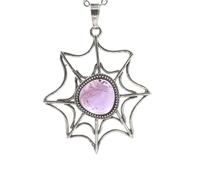 YOPI Collier avec Pendentif en Toile d'araignée en Cristal - Design élégant en Maille for Femme(Amethyst)