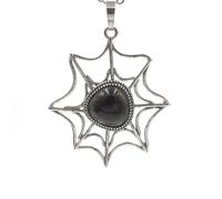 YOPI Collier avec Pendentif en Toile d'araignée en Cristal - Design élégant en Maille for Femme(Obsidian)