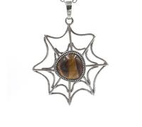 YOPI Collier avec Pendentif en Toile d'araignée en Cristal - Design élégant en Maille for Femme(Tiger'seye)