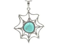 YOPI Collier avec Pendentif en Toile d'araignée en Cristal - Design élégant en Maille for Femme(Turquoise)